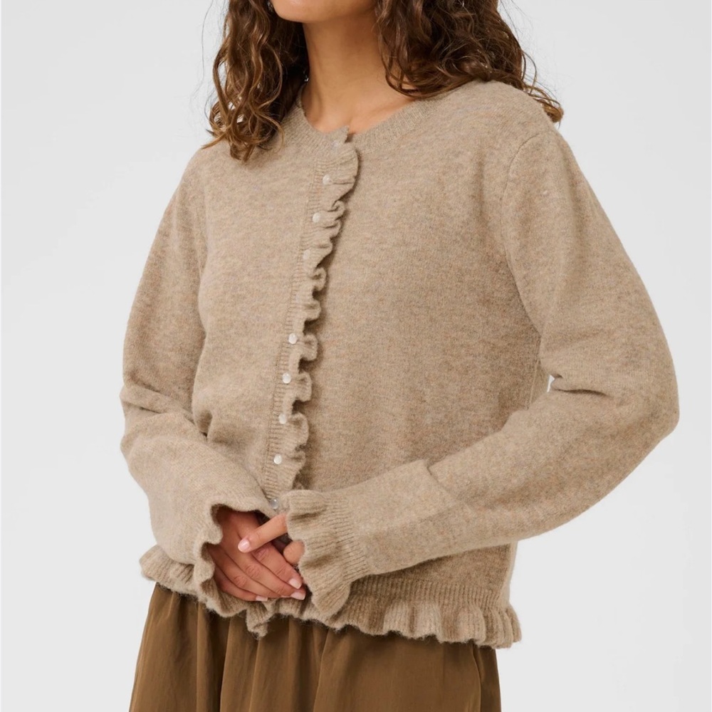 FROM PARIS FRANCE 🇫🇷 BOHO Tan Ruffle Sweater